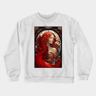 The Red Mermaid - Art Nouveau Crewneck Sweatshirt